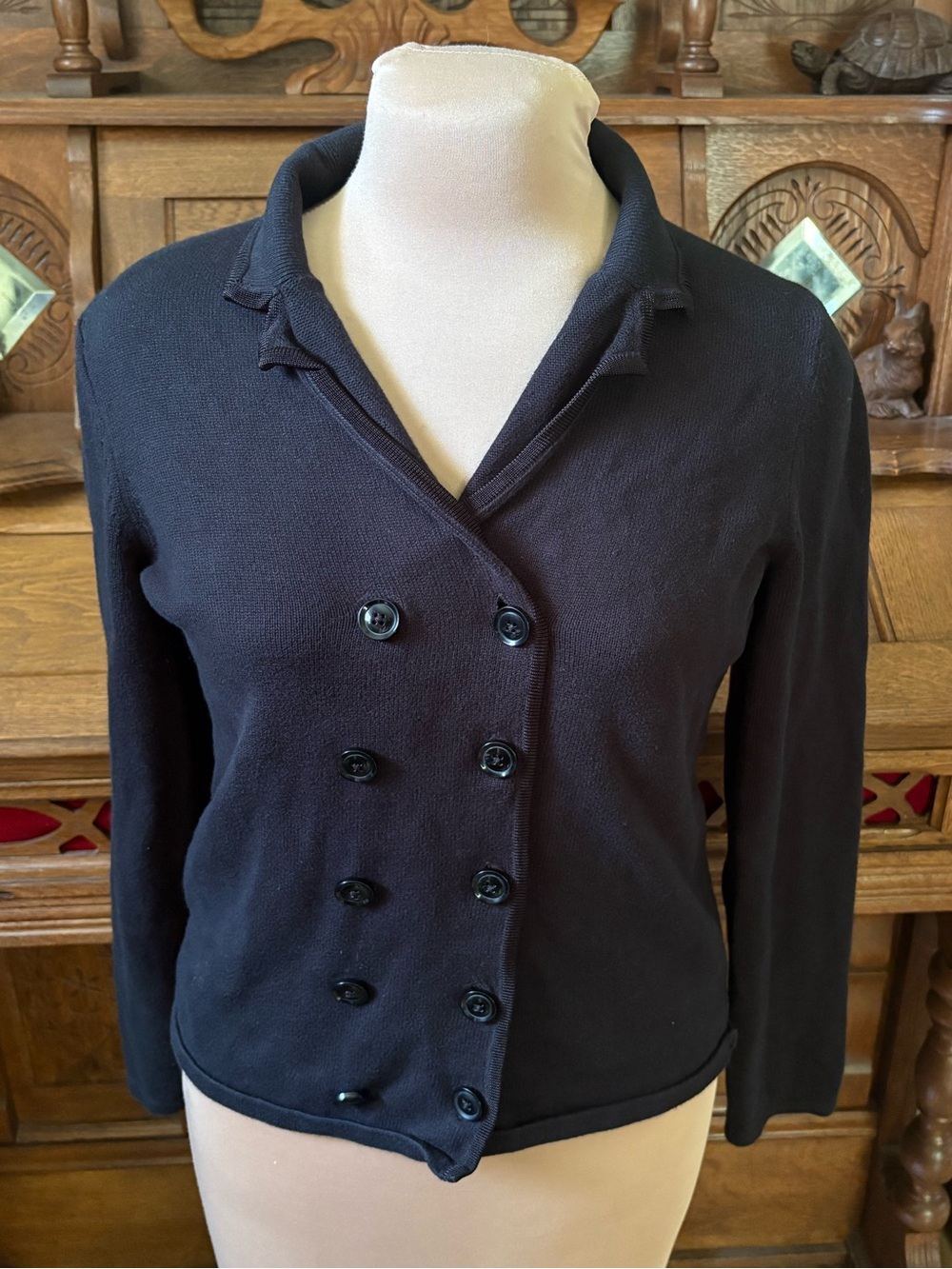 Cashmere/cotton blend Banana Republic Black Double-Breasted Knit Jacket